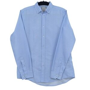International Report Slim Fit Mens Medium Polyester Blue Micro Touch Button Down